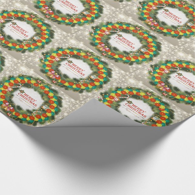 Papier Cadeau Joyeux Noël Pickleball 1 papier d'emballage (Coin)