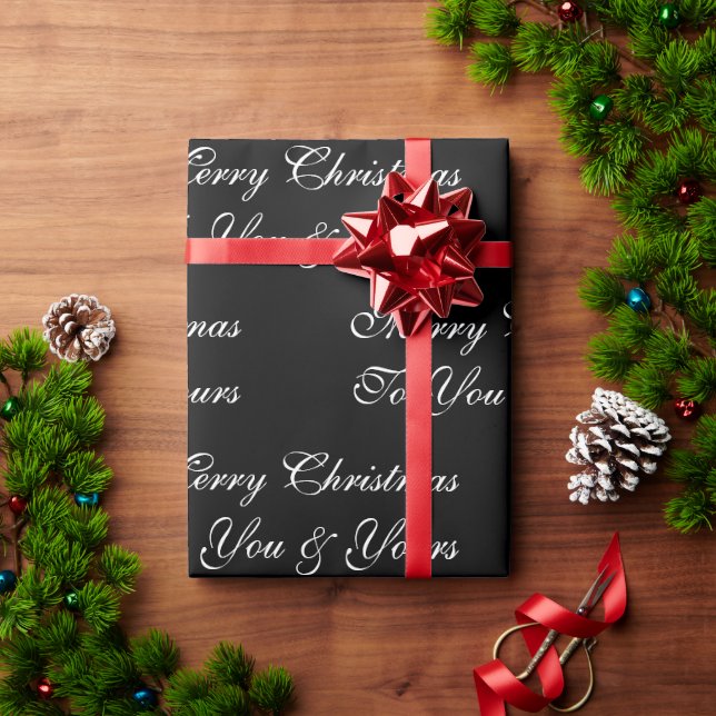 Papier Cadeau Joyeux Noël pour vous & votre Noir Blanc (Cadeau de vacances)