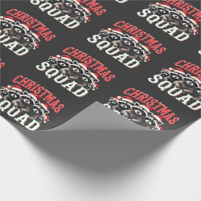 Papier Cadeau Joyeux Noël Raccoon Santa Hat Amateurs (Coin)