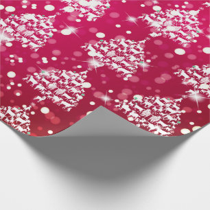 Papier Cadeau Joyeux Noël Red Bokeh Chèvre Arbres de Noël