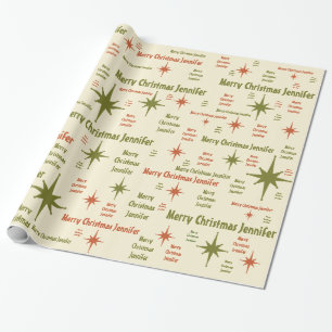 Papier Cadeau Joyeux Noël rétro Joyeux Jennifer MidCentury