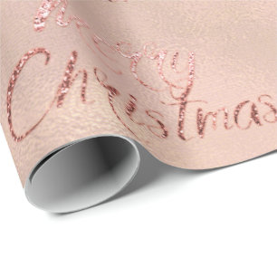 Papier Cadeau Joyeux Noël rose Burlap Or Linge Cottage