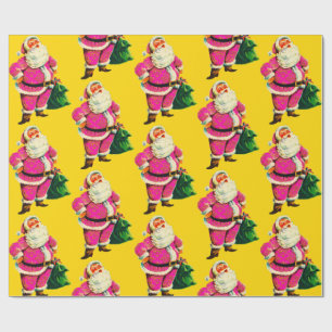 Papier Cadeau Joyeux Noël rose Père Noël 2