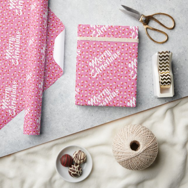 Papier Cadeau Joyeux Noël rose rétro (Artisanat)