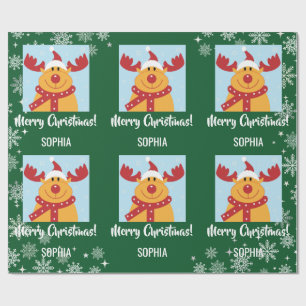 Papier Cadeau Joyeux Noël Rudolph Renne Personnaliser Nom