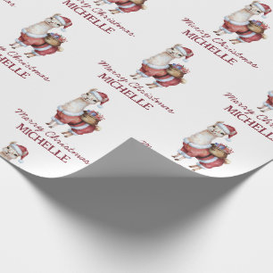 Papier Cadeau Joyeux Noël Santa Hat Llama Retour Adresse La
