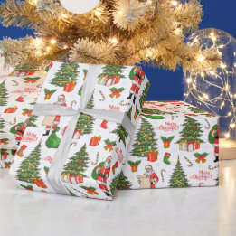 Papier Cadeau Joyeux Noël Santa vérifie sa liste Arbres de Noël