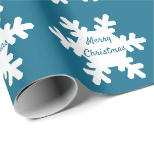 Papier Cadeau Joyeux Noël Snowflake Motif Bleu Blanc 2022
