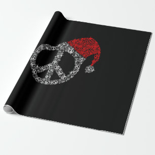 Papier Cadeau Joyeux Noël Symbole hippie Casquette du Père Noë