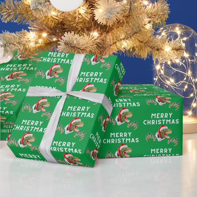 Papier Cadeau Joyeux Noël T-Rex Dinosaur Motif (Vacances)