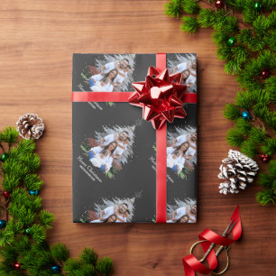 Papier Cadeau Joyeux Noël tendance Silhouette Photo Grey