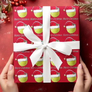 Papier Cadeau Joyeux Noël Tennis Ball Père Noël papier enveloppa