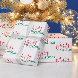 Papier Cadeau Joyeux Noël traditionnel rouge et vert