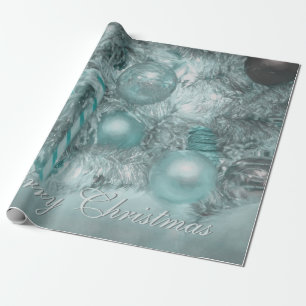 Papier Cadeau Joyeux Noël Turquoise Green Tree Holiday