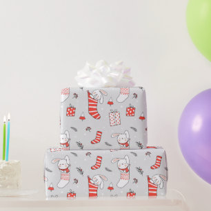 Papier Cadeau Joyeux Noël Vacances Stocker Chats et lapins