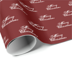 Papier Cadeau Joyeux Noël vin blanc et burgundy marron écriture