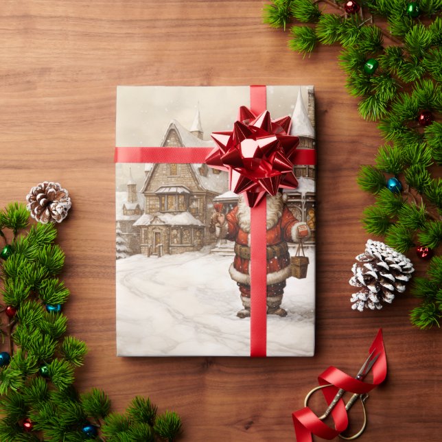 Papier Cadeau Joyeux Noël vintage (Cadeau de vacances)