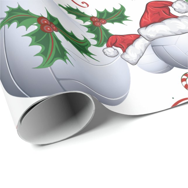 Papier Cadeau Joyeux Noël Volly Ball Père Noël (Coin rond)