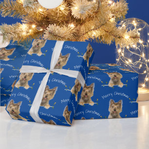 Papier Cadeau Joyeux Noël Yorkshire Terrier Sur Tinsel