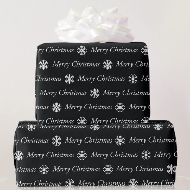 Papier Cadeau Joyeux Noir Blanc Noël 5 Rolls (Créateur téléchargé)