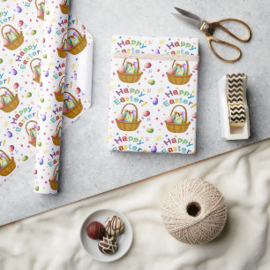 Papier Cadeau Joyeux Panier de Pâques enveloppant papier