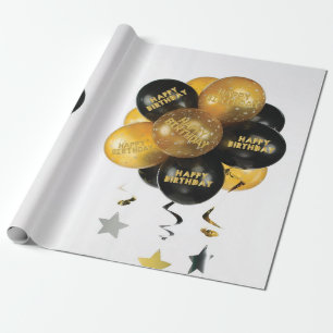 Papier Cadeau Joyeux papier d'emballage d'anniversaire Ballons d