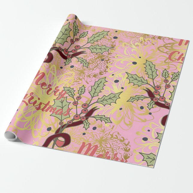 Papier Cadeau Joyeux papier d'emballage de Noël (Déroulé)