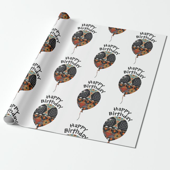 Papier Cadeau Joyeux papier d'enveloppement d'anniversaire (Déroulé)