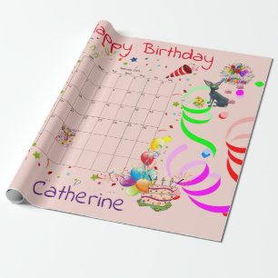Papier Cadeau Joyeux papier d'enveloppement d'anniversaire Févri