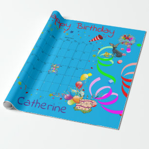 Papier Cadeau Joyeux papier d'enveloppement d'anniversaire Mars