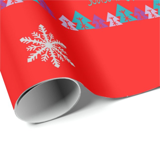 Papier Cadeau Joyeux papier d'enveloppement de Bonnes Fêtes de N (Coin rond)