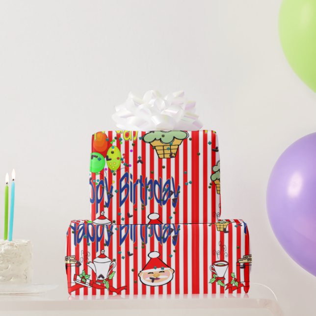Papier Cadeau Joyeux papier d'enveloppement de Noël Joyeux anniv (Cadeaux de fête)
