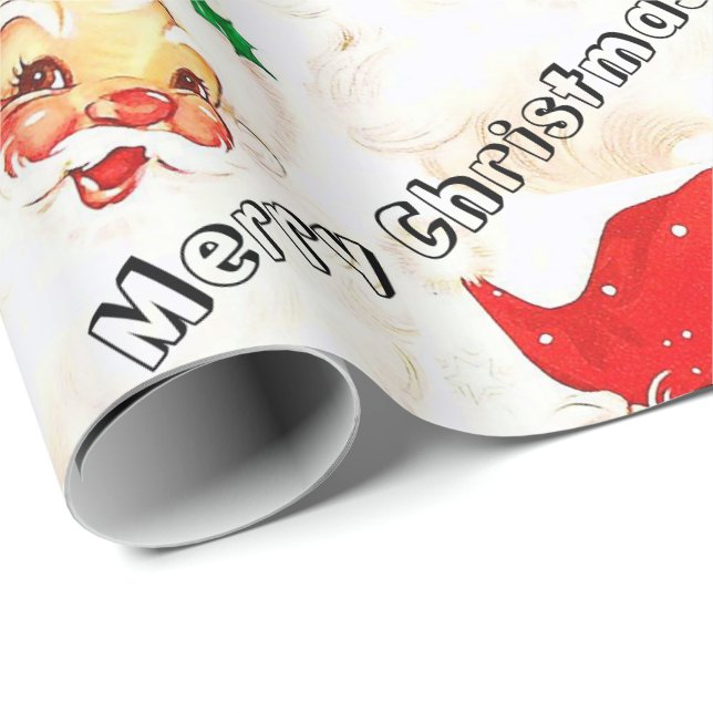 Papier Cadeau Joyeux papier d'enveloppement de Noël Père Noël Vi (Coin rond)