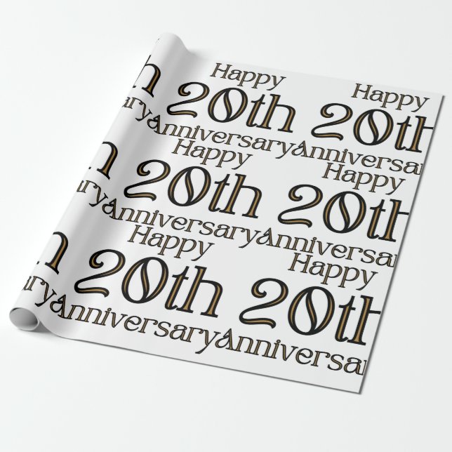Papier Cadeau Joyeux papier d'enveloppement du 20e anniversaire (Déroulé)