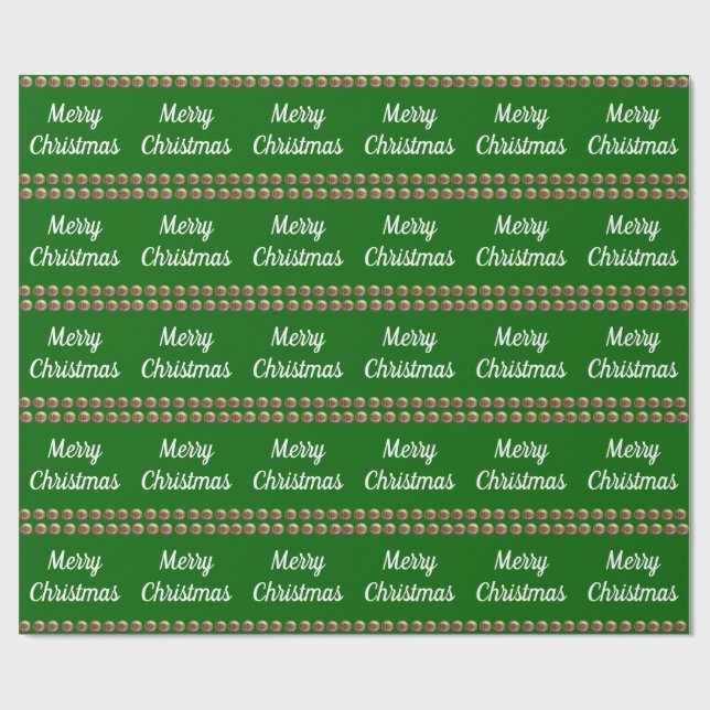 Papier Cadeau Joyeux papier d'enveloppement vert de Noël (Plat)
