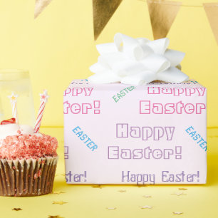 Papier Cadeau Joyeux Pâques ! Pâques Pastel Typographie à thème