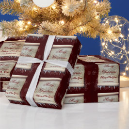 Papier Cadeau Joyeux Parcours d'hiver de Noël Icicle Snowflakes