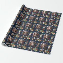 Papier Cadeau Joyeux Pawlidays Chien Bleu Rouge Vert Pâté Noël