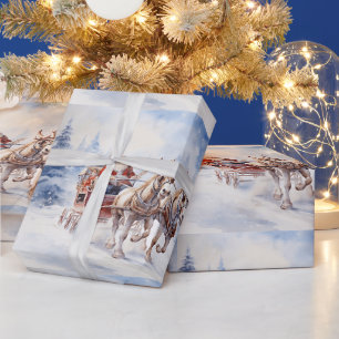 Papier Cadeau Joyeux Père Noël en traîneau festif!