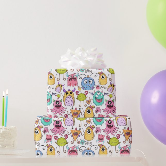 Papier Cadeau Joyeux petits monstres (Cadeaux de fête)