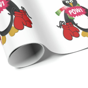 Papier Cadeau Joyeux Pow Papier d'enveloppement de pingouin de N