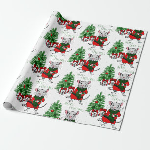 Papier Cadeau joyeux rat de noël