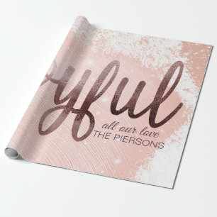 Papier Cadeau Joyeux Rose de Noël Gold Foil