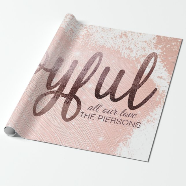 Papier Cadeau Joyeux Rose de Noël Gold Foil (Déroulé)