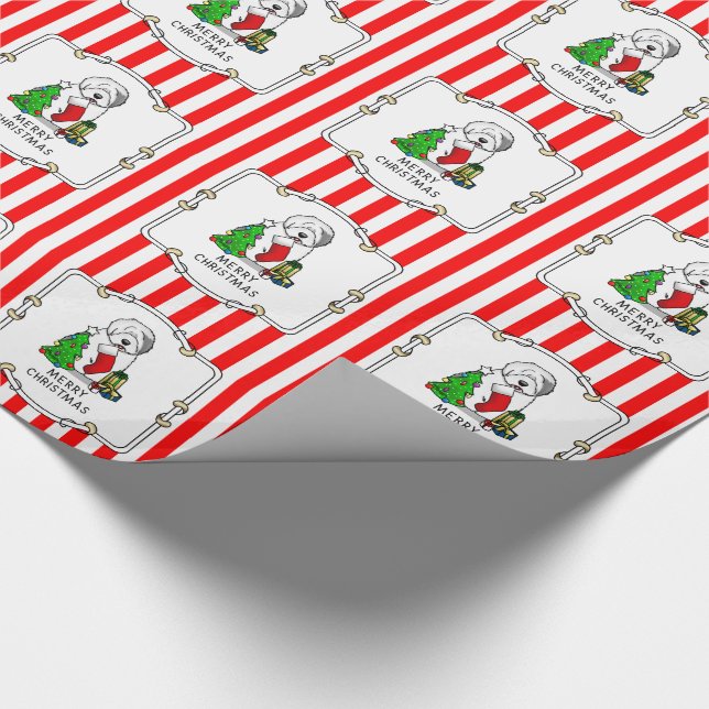 Papier Cadeau Joyeux sapin de Noël 2 Vieux anglais Chien de mer  (Coin)