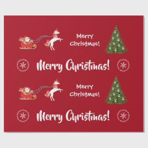 Papier Cadeau Joyeux sapin de Noël Père Noël mignonne fille l