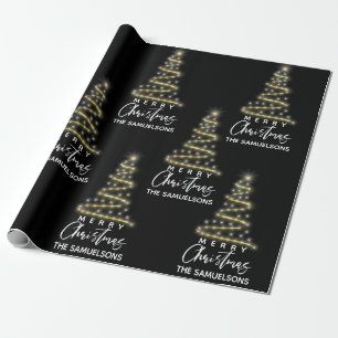 Papier Cadeau Joyeux sapin de Noël personnalisé Noir