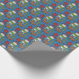 Papier Cadeau Joyeux Snowman Deer Motif de vacances d'hiver
