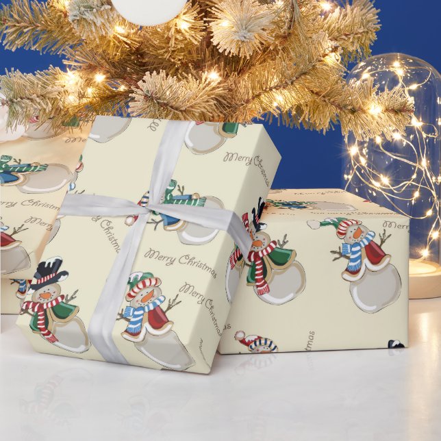 Papier Cadeau Joyeux Snowmen de Noël (Vacances)