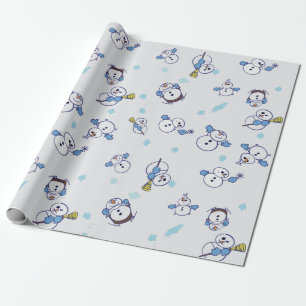 Papier Cadeau Joyeux Snowmen Jouer dans la neige